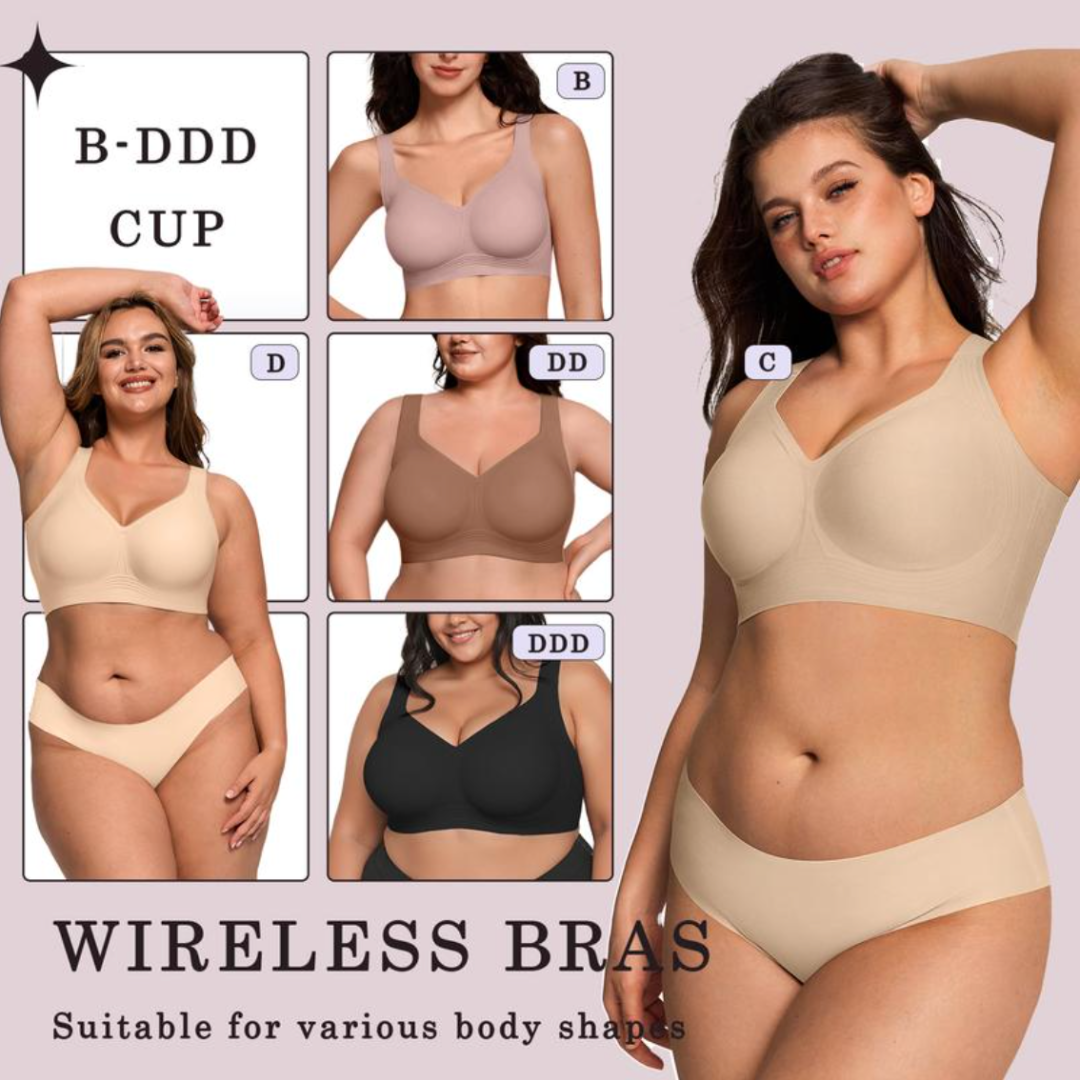 Women’s Supportive Wireless Push-Up Bra – Full Coverage, Seamless, Plus Size